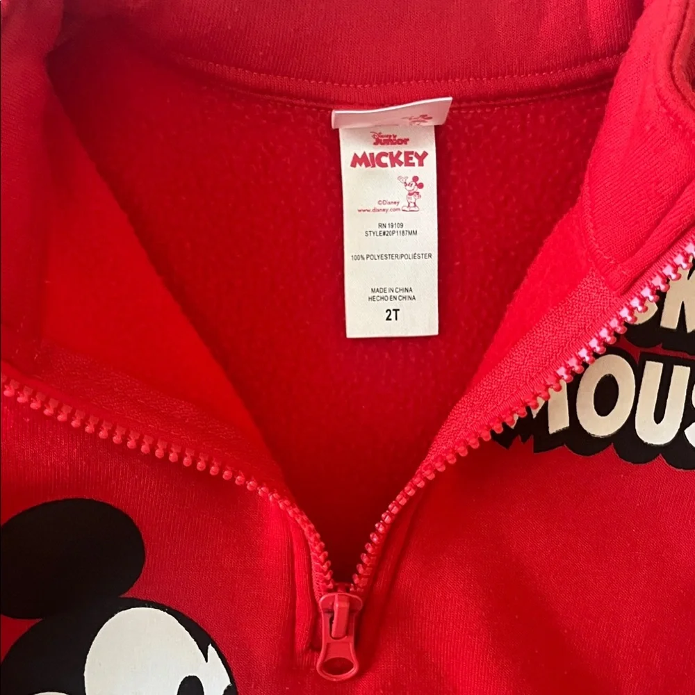 Disney 2T Red Mickey Mouse Pullover with Black and Red Joggers EUC